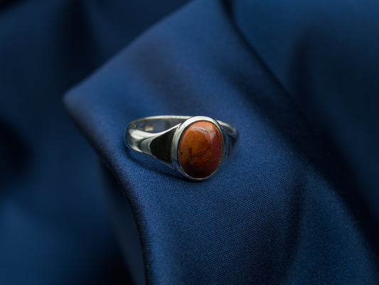 Sterling silver ring with an orange jasper gemstone
