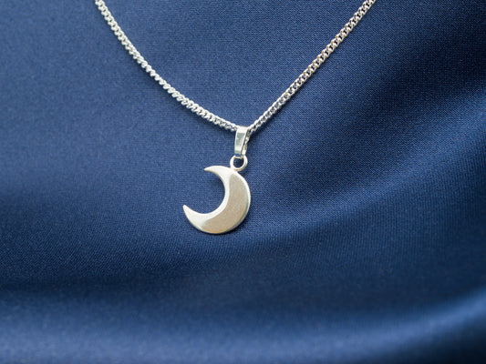 Small sterling silver crescent moon necklace