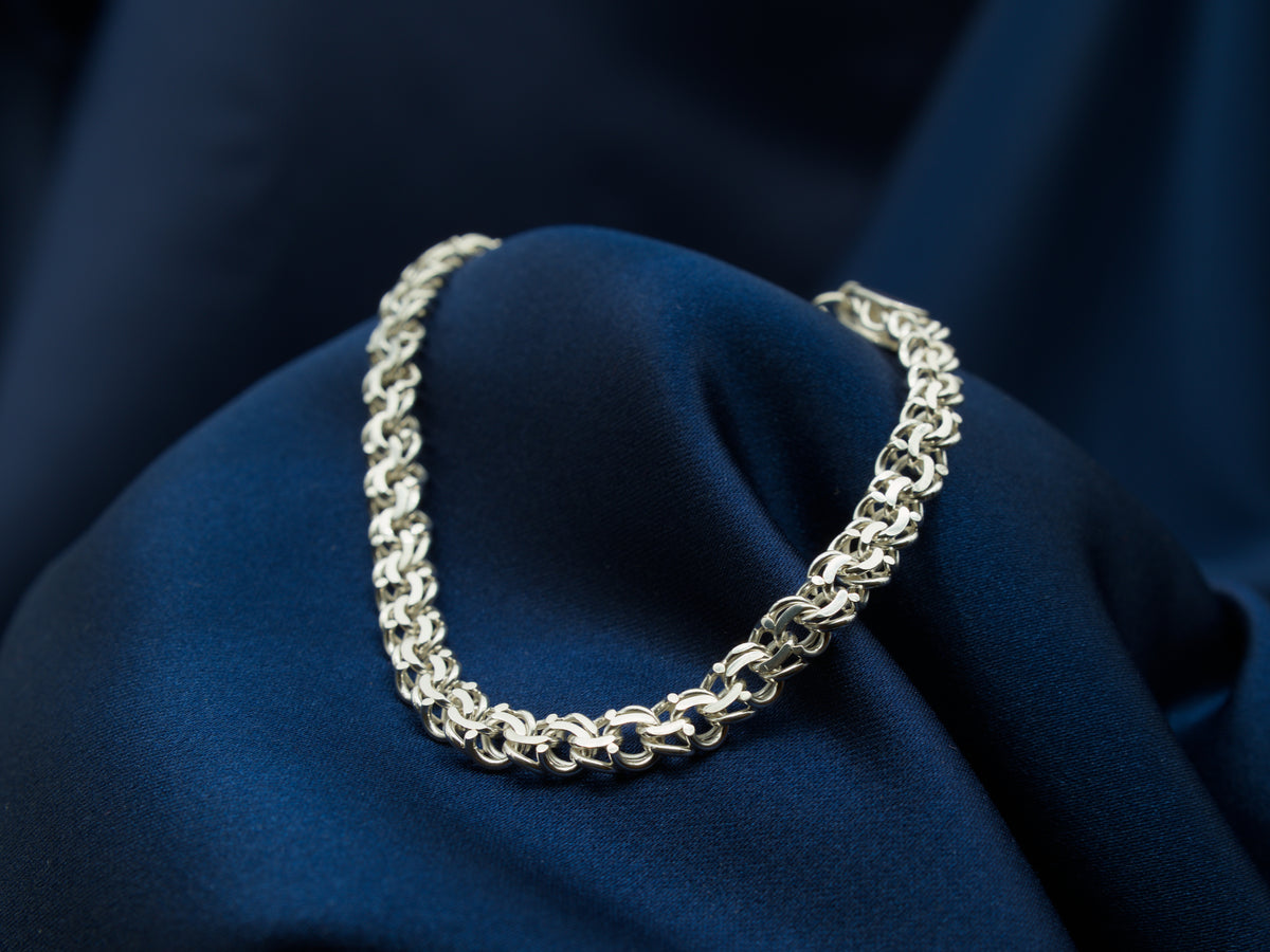 A hand-crafted sterling silver chain bracelet