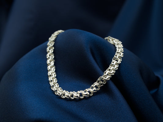 A hand-crafted sterling silver chain bracelet