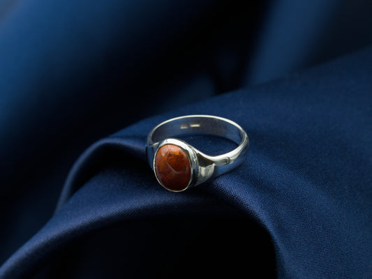 Sterling silver ring with an orange jasper gemstone