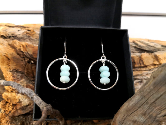 Amazonite Earrings, Sterling Silver