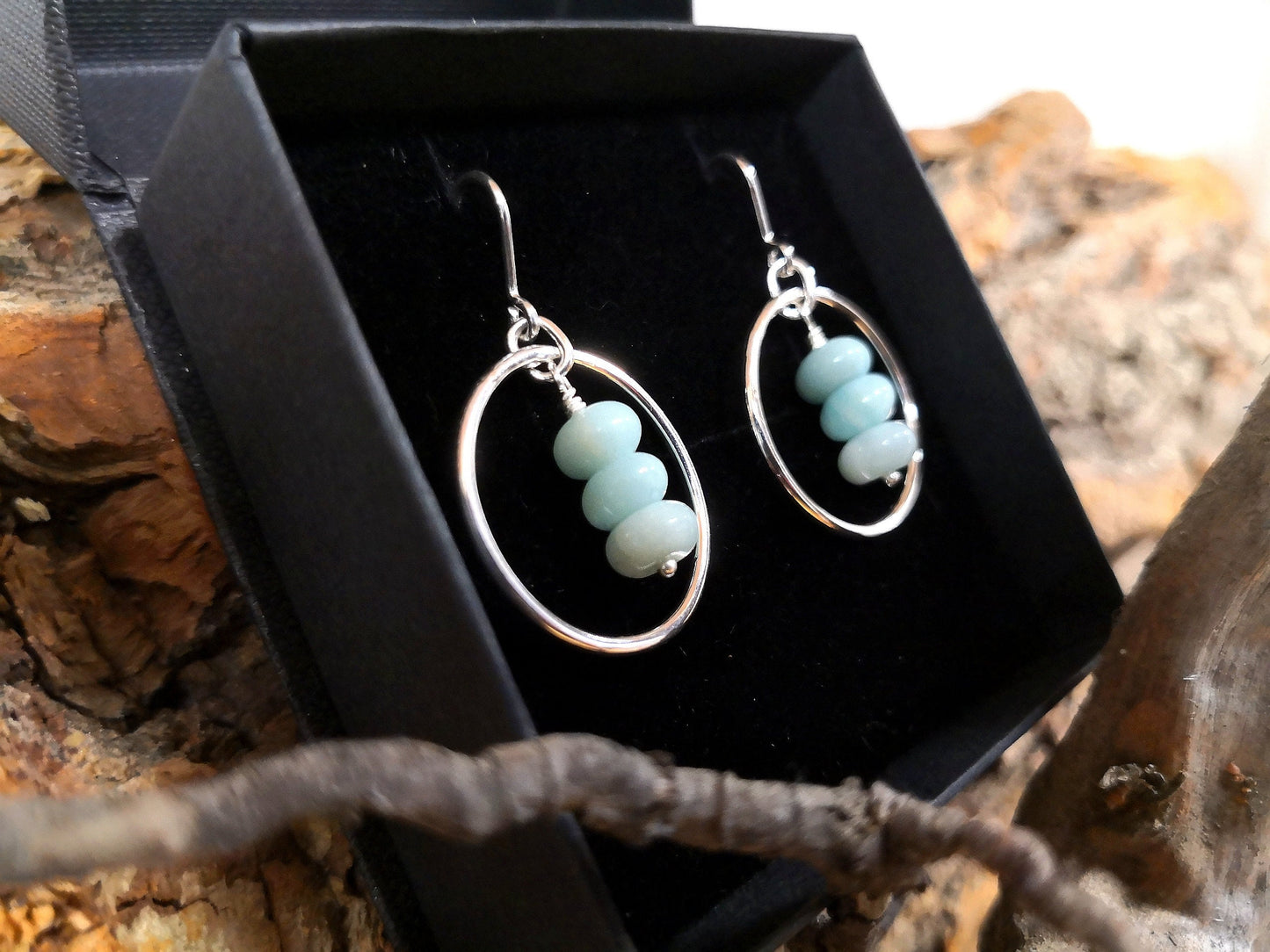 Amazonite Earrings, Sterling Silver