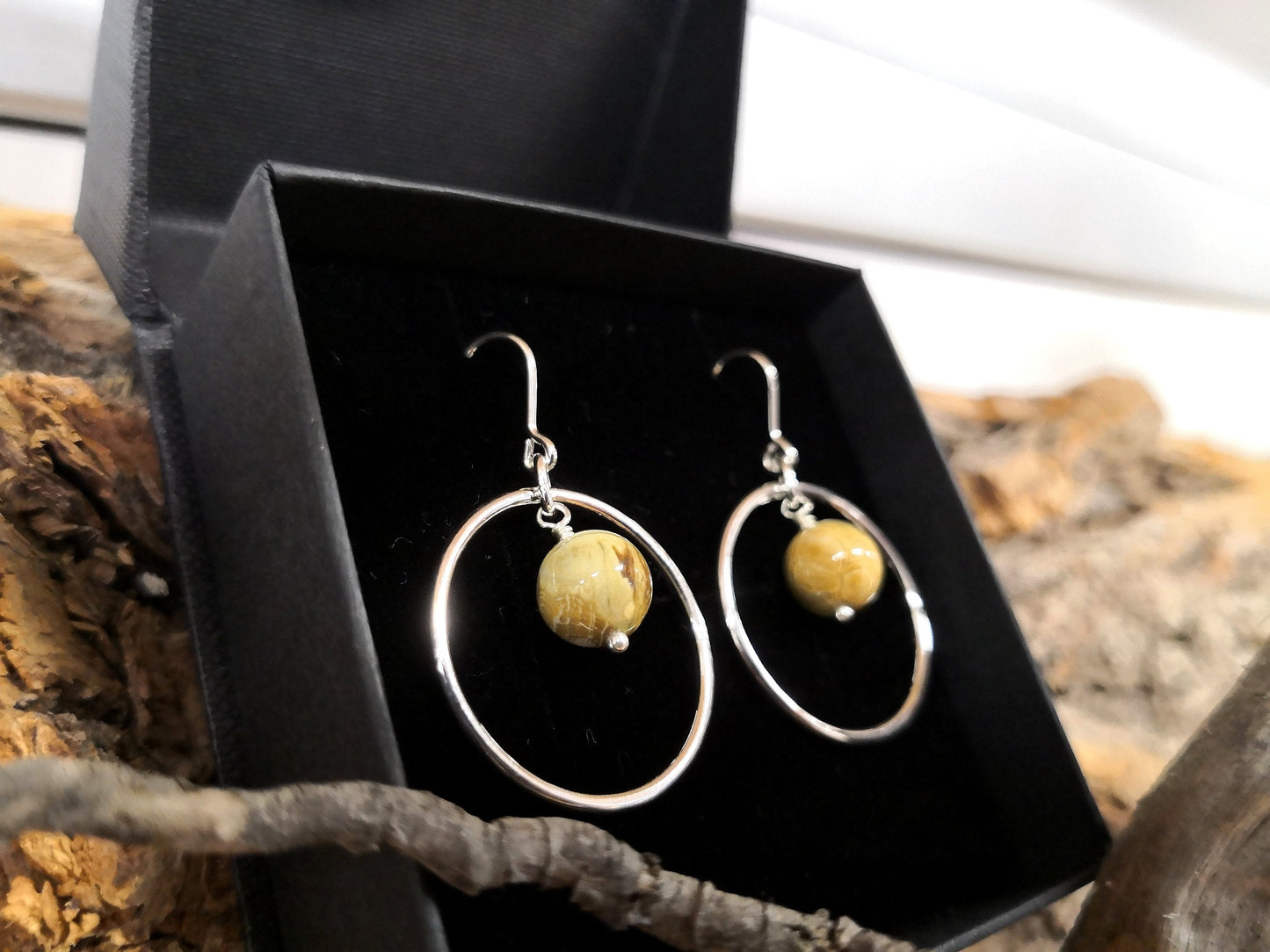 Jasper Earrings, Sterling Silver