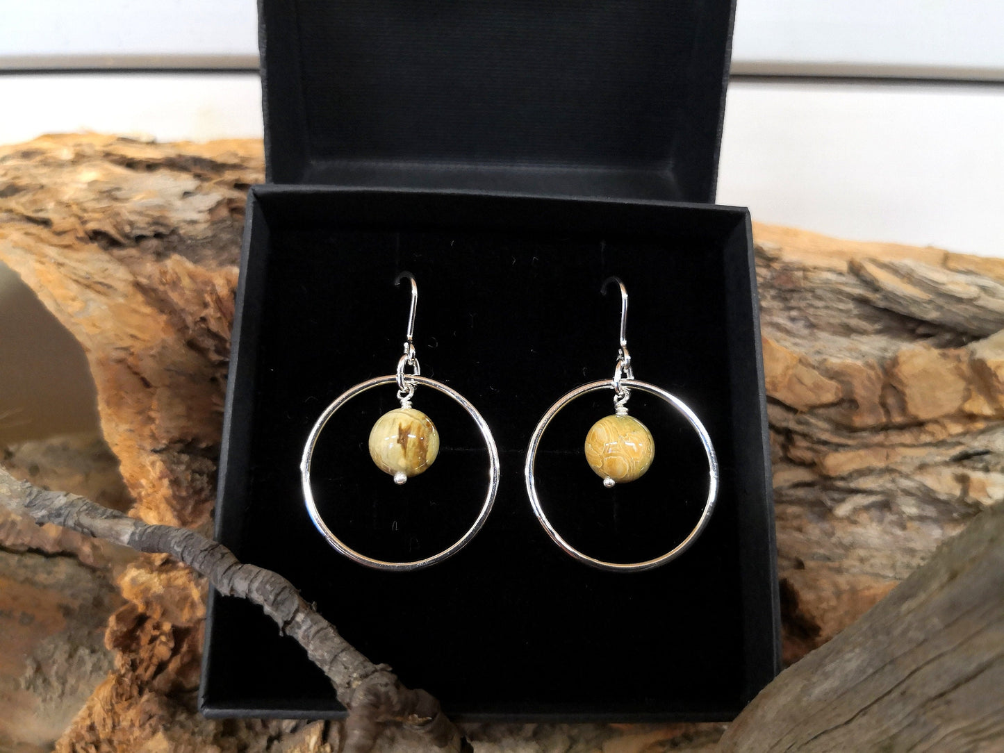 Jasper Earrings, Sterling Silver