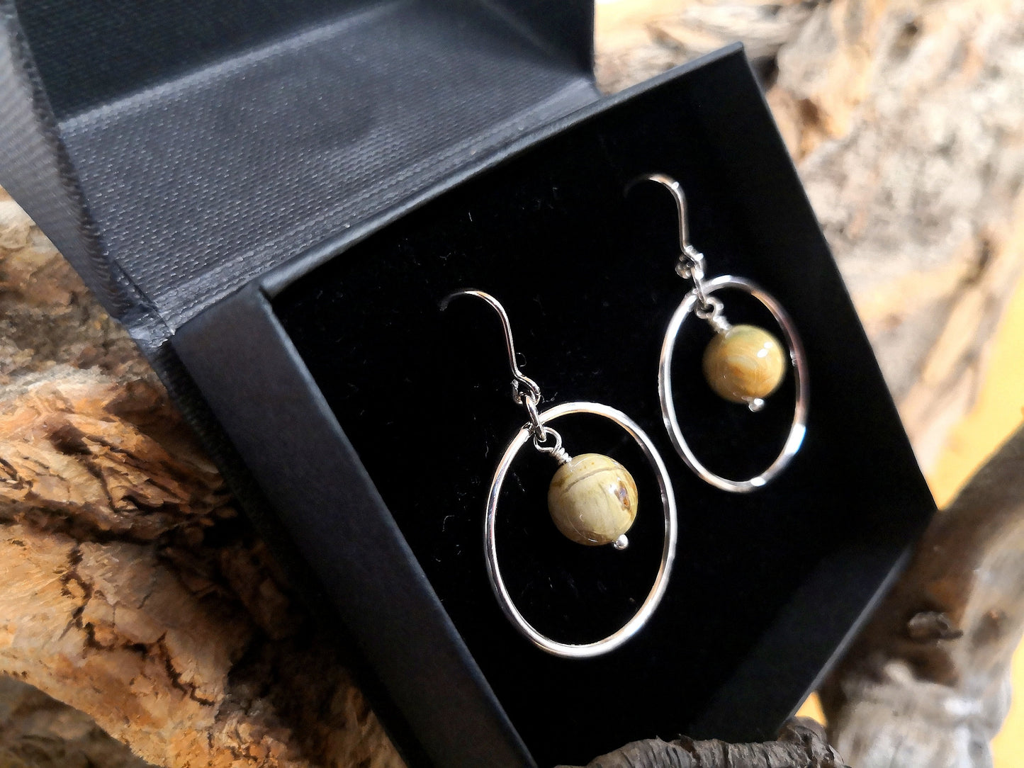 Jasper Earrings, Sterling Silver