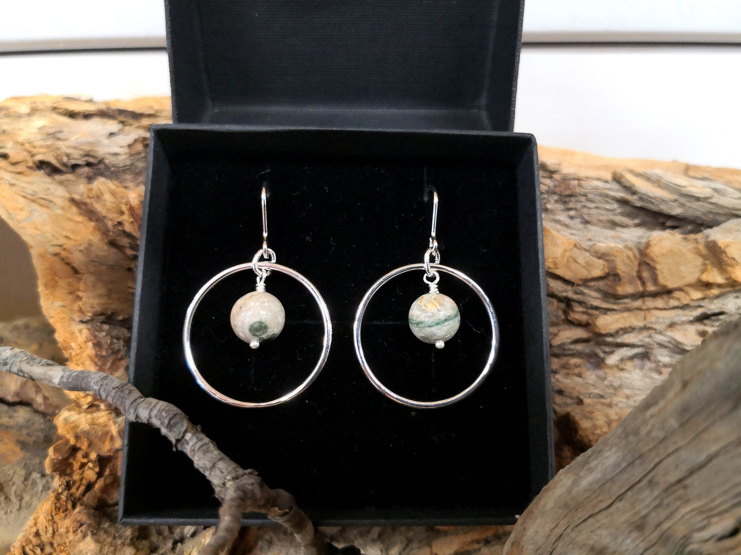 Jasper Earrings, Sterling Silver