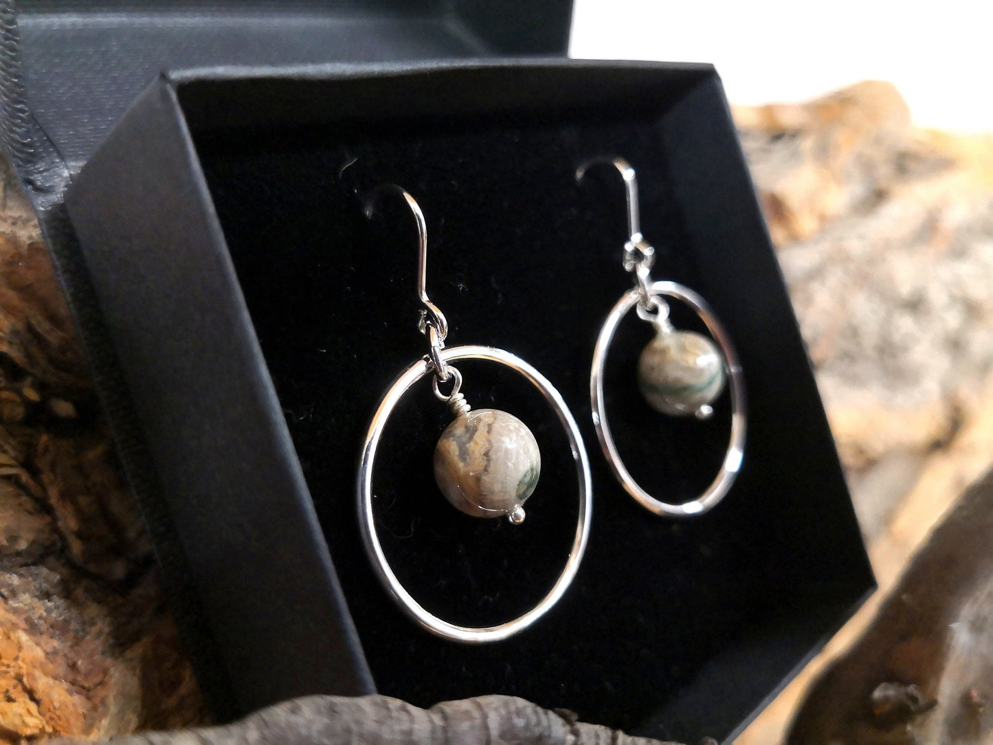 Jasper Earrings, Sterling Silver