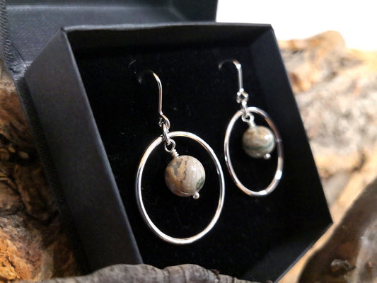 Jasper Earrings, Sterling Silver