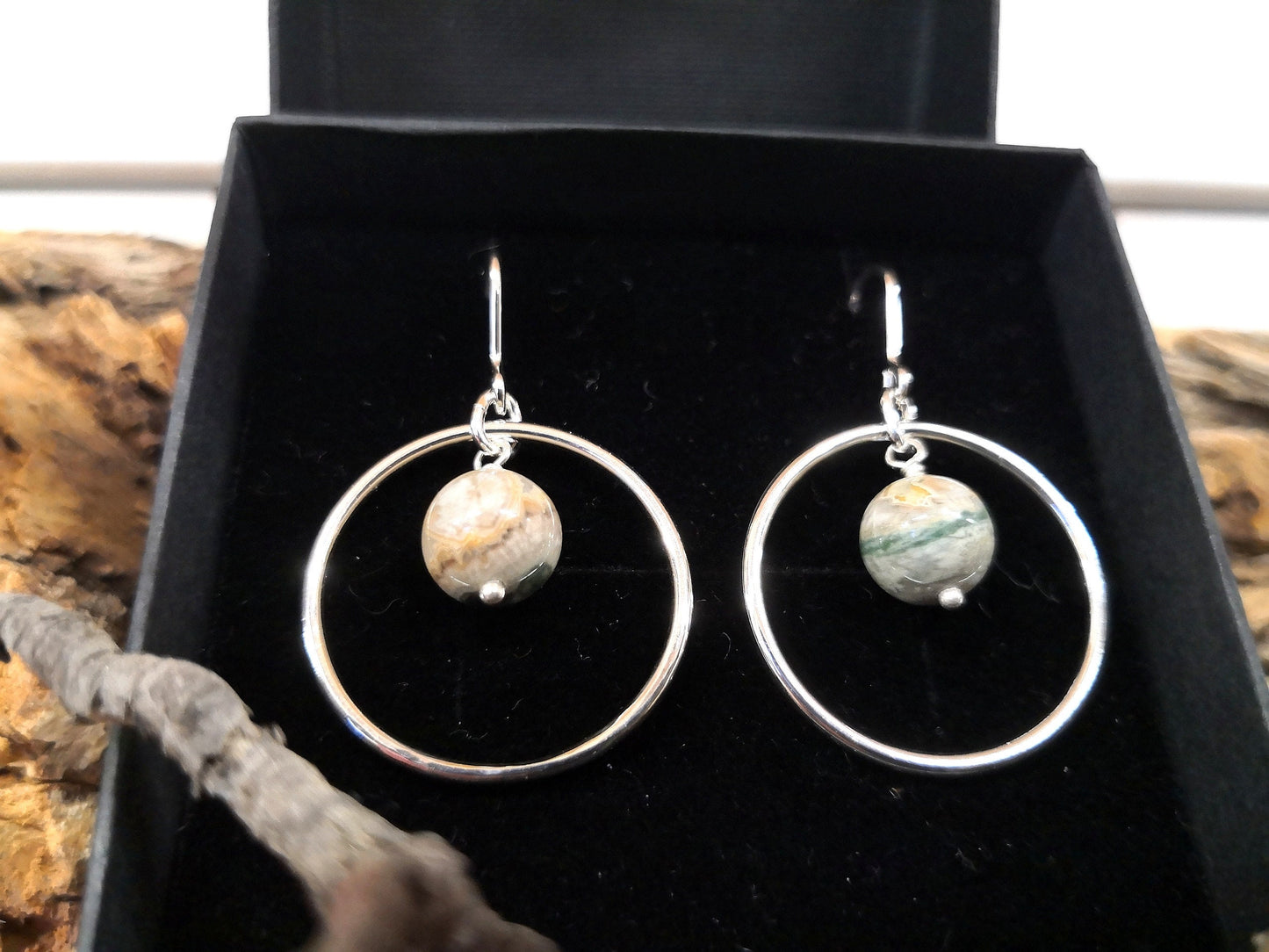 Jasper Earrings, Sterling Silver